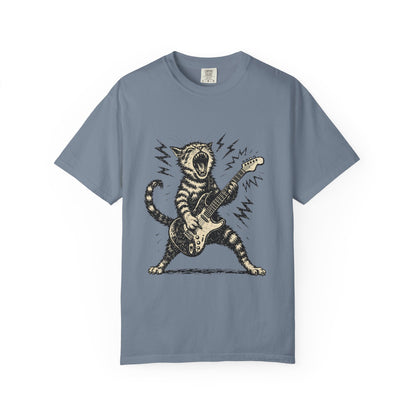 Rock Guitar Cat T-Shirt – Punk Rock Cat Graphic | Comfort Colors 1717