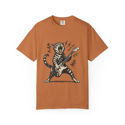 Rock Guitar Cat T-Shirt – Punk Rock Cat Graphic | Comfort Colors 1717