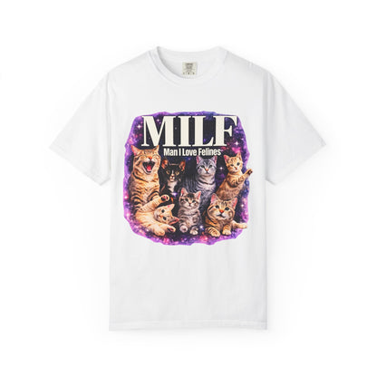 MILF Man I Love Felines T-Shirt – Funny Cat Lover Galaxy Design | Comfort Colors 1717 Unisex Tee