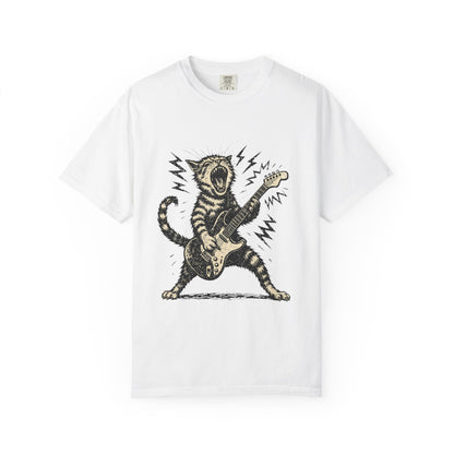 Rock Guitar Cat T-Shirt – Punk Rock Cat Graphic | Comfort Colors 1717