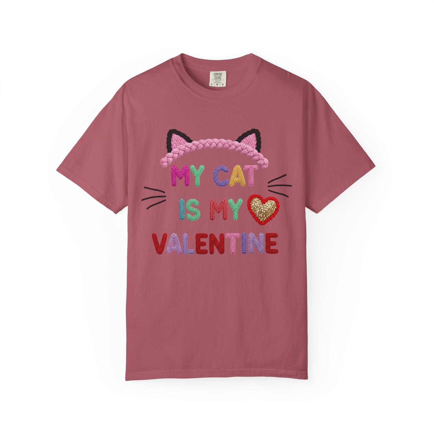My Cat Is My Valentine Comfort Colors 1717 Crochet Style T-Shirt