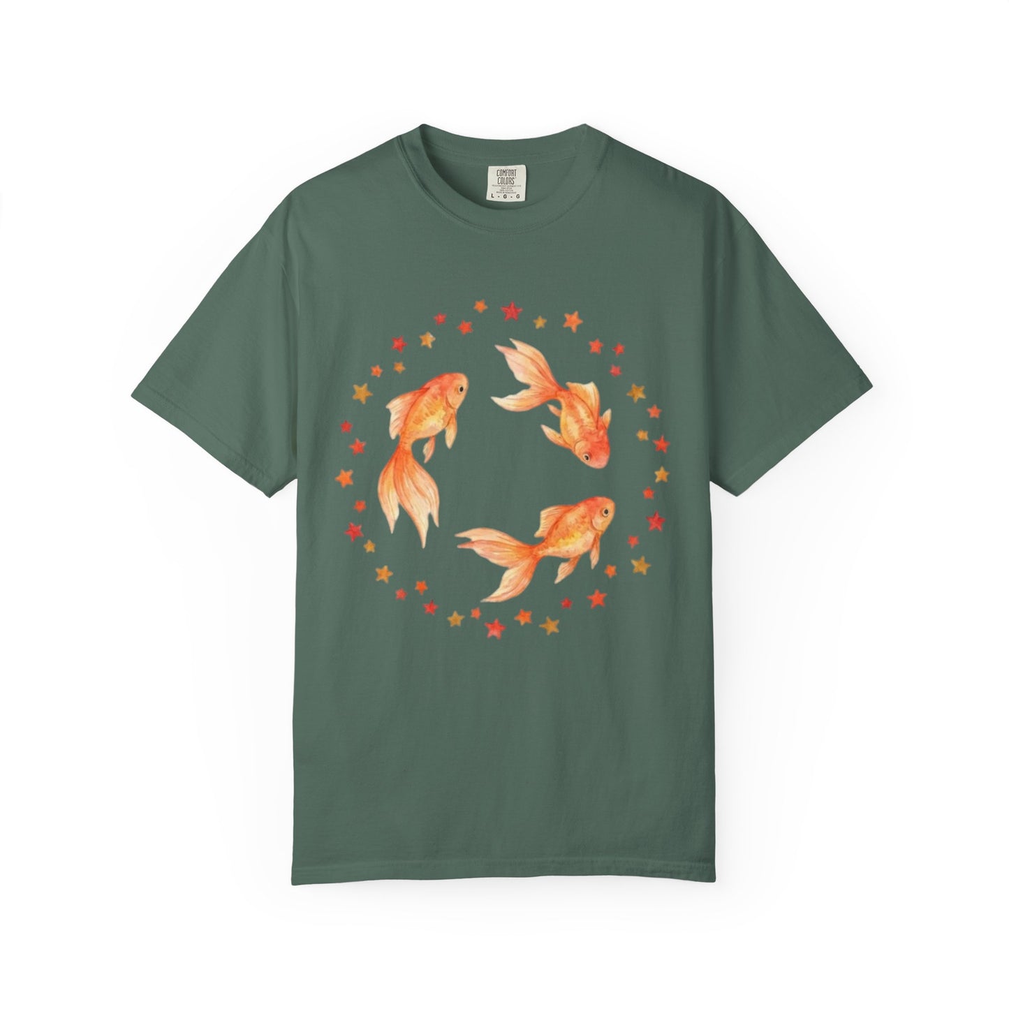 Goldfish Circle Graphic T-Shirt – Watercolor Fish Art | Comfort Colors 1717 Unisex Tee