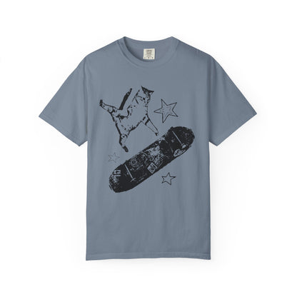 Skate Cat Graphic T-Shirt – Grunge Punk Illustration | Comfort Colors 1717 Unisex Tee