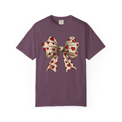 Comfort Colors® Valentine Coquette Bow Hearts Graphic T-Shirt