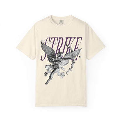 Y2K Chrome Angel Graphic T-Shirt - "First Strike" Cupid Streetwear Tee - Vintage Wash