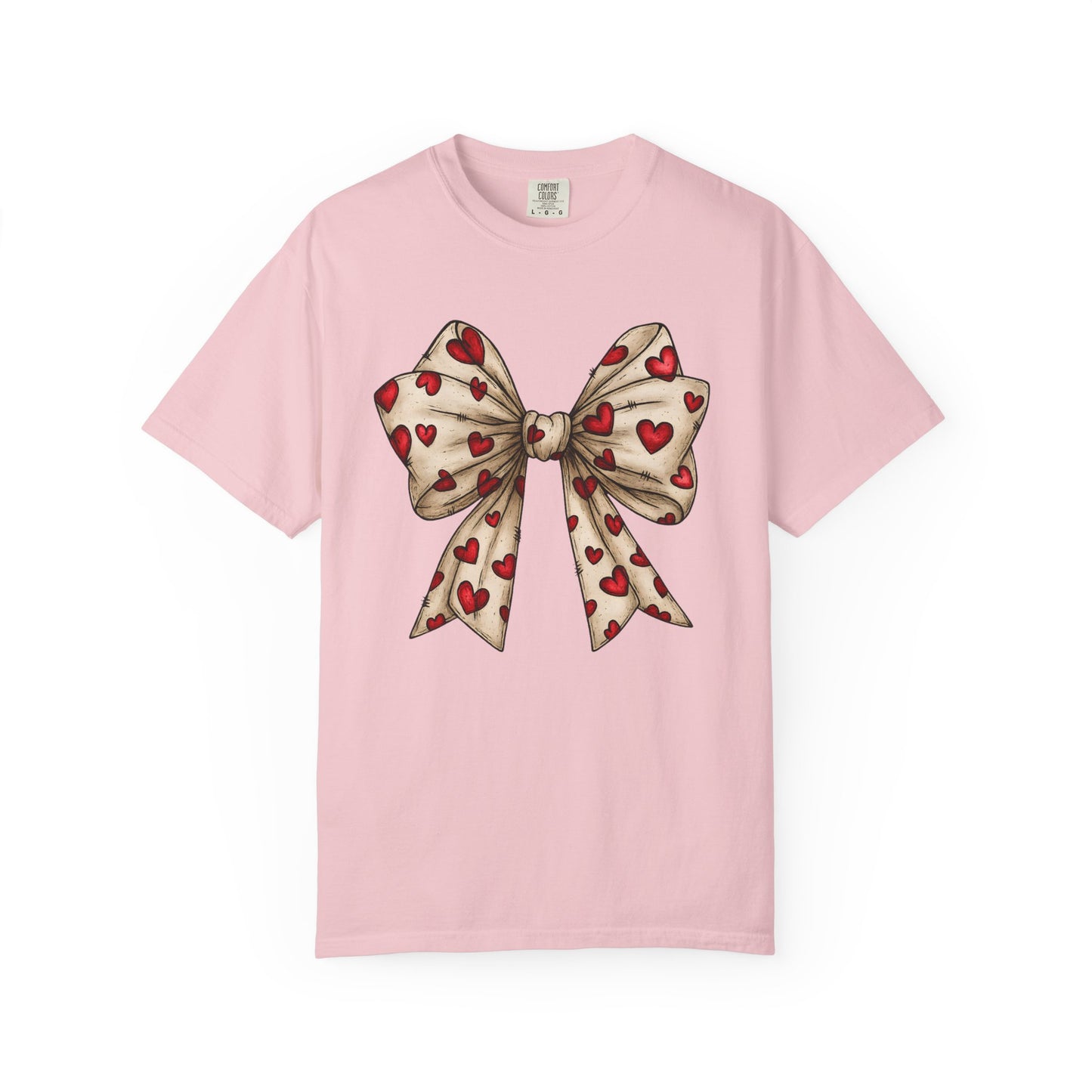 Comfort Colors® Valentine Coquette Bow Hearts Graphic T-Shirt