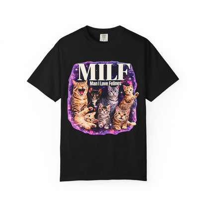 MILF Man I Love Felines T-Shirt – Funny Cat Lover Galaxy Design | Comfort Colors 1717 Unisex Tee