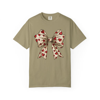 Comfort Colors® Valentine Coquette Bow Hearts Graphic T-Shirt