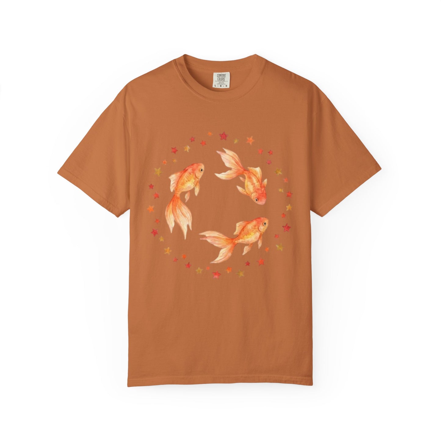 Goldfish Circle Graphic T-Shirt – Watercolor Fish Art | Comfort Colors 1717 Unisex Tee