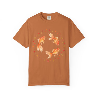 Goldfish Circle Graphic T-Shirt – Watercolor Fish Art | Comfort Colors 1717 Unisex Tee