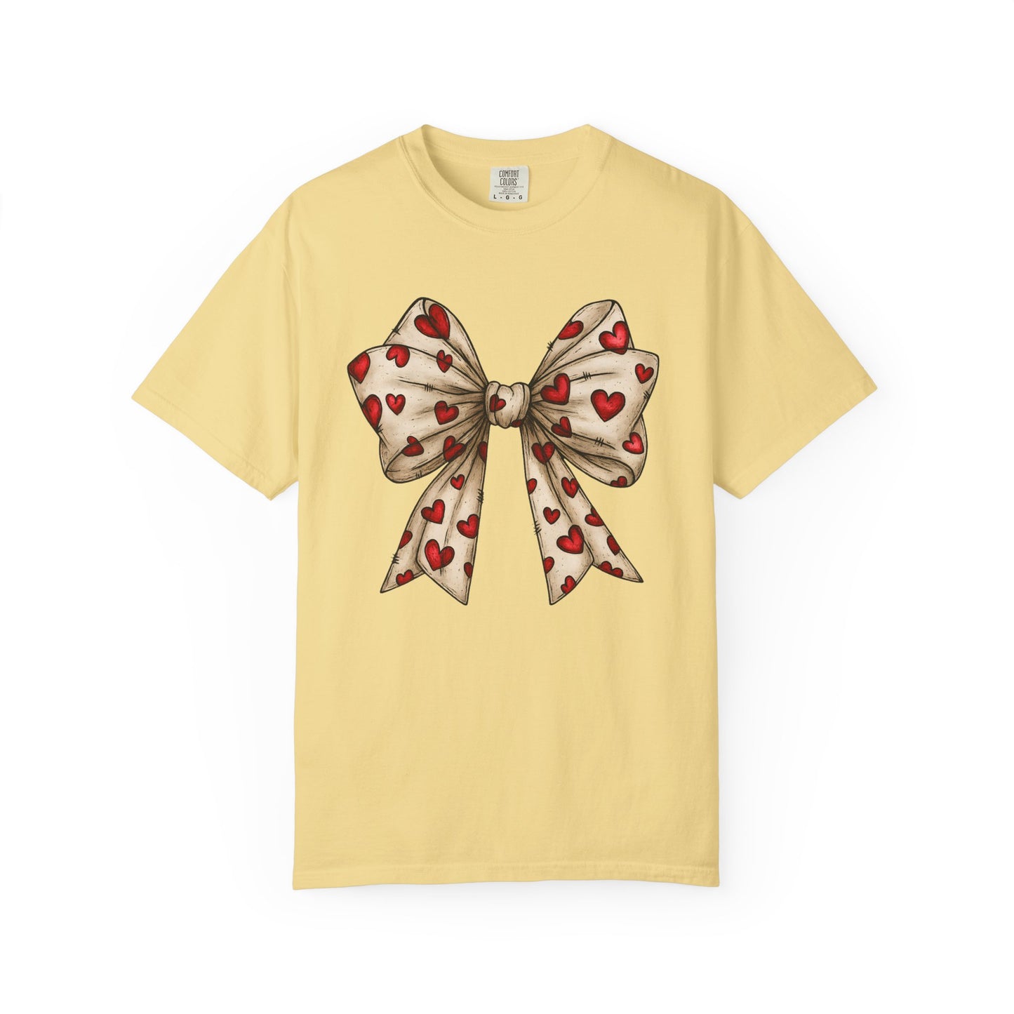 Comfort Colors® Valentine Coquette Bow Hearts Graphic T-Shirt