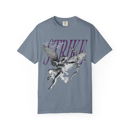 Y2K Chrome Angel Graphic T-Shirt - "First Strike" Cupid Streetwear Tee - Vintage Wash