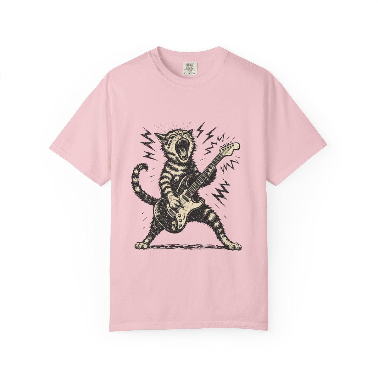Rock Guitar Cat T-Shirt – Punk Rock Cat Graphic | Comfort Colors 1717