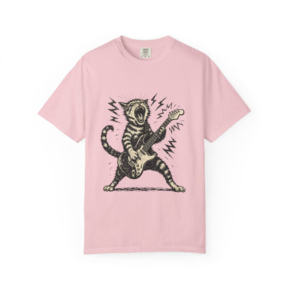 Rock Guitar Cat T-Shirt – Punk Rock Cat Graphic | Comfort Colors 1717
