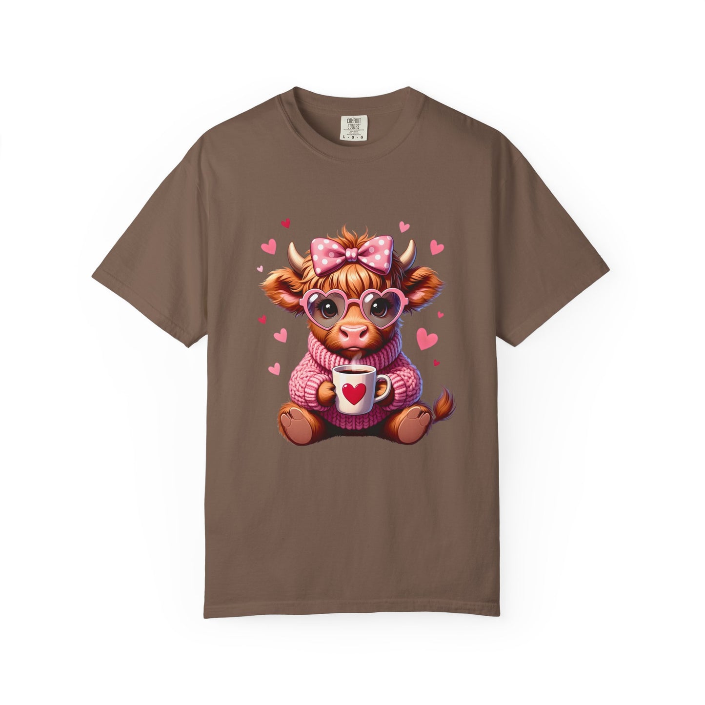 Cute Highland Cow Valentine T-Shirt – Cozy Pink Cow Graphic | Comfort Colors 1717