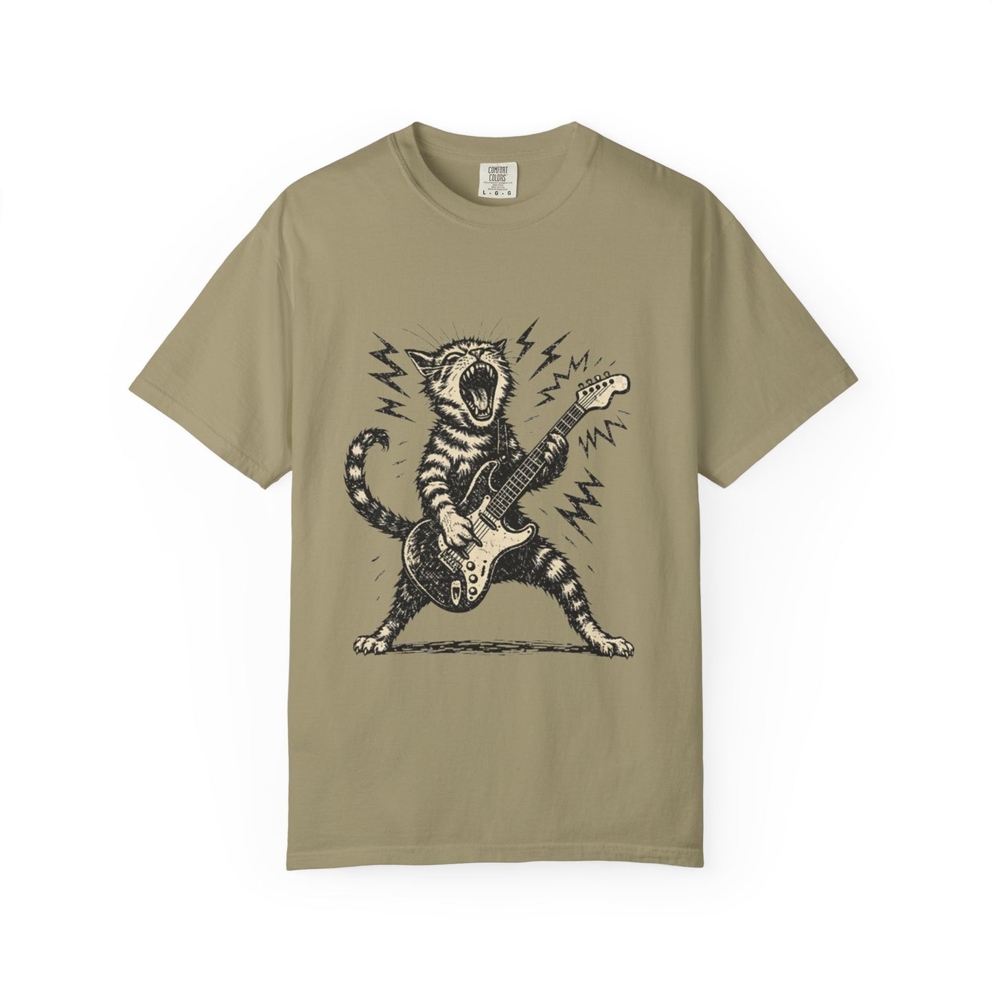 Rock Guitar Cat T-Shirt – Punk Rock Cat Graphic | Comfort Colors 1717