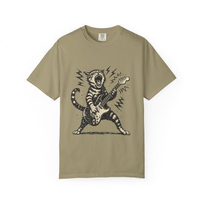 Rock Guitar Cat T-Shirt – Punk Rock Cat Graphic | Comfort Colors 1717