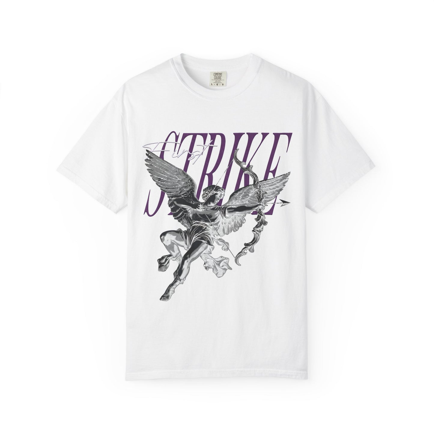 Y2K Chrome Angel Graphic T-Shirt - "First Strike" Cupid Streetwear Tee - Vintage Wash