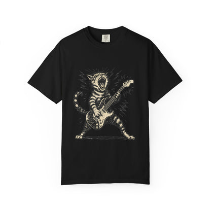 Rock Guitar Cat T-Shirt – Punk Rock Cat Graphic | Comfort Colors 1717