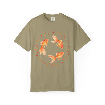 Goldfish Circle Graphic T-Shirt – Watercolor Fish Art | Comfort Colors 1717 Unisex Tee