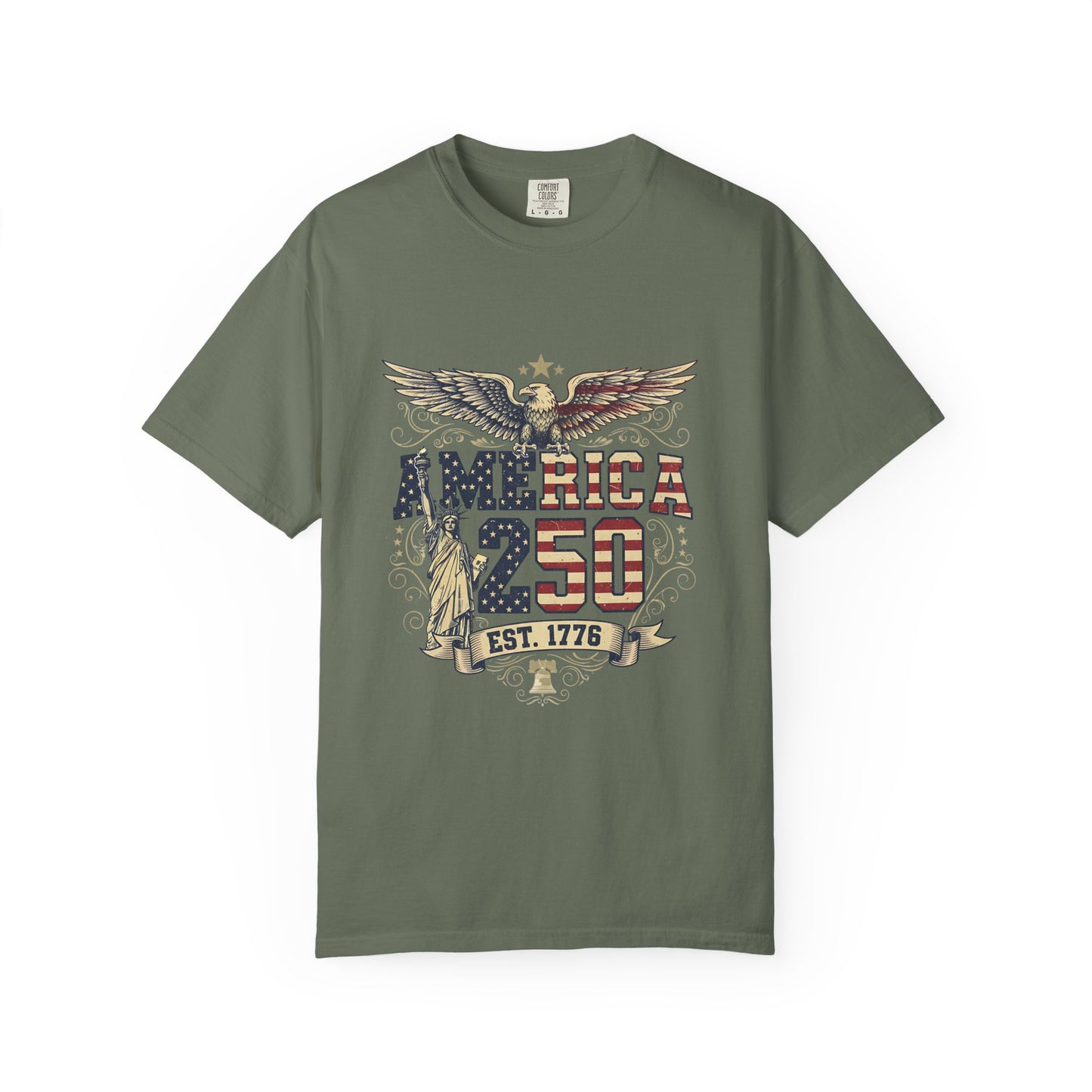 America 250 T-Shirt – Patriotic Eagle USA Est. 1776 | Comfort Colors 1717 Unisex Tee