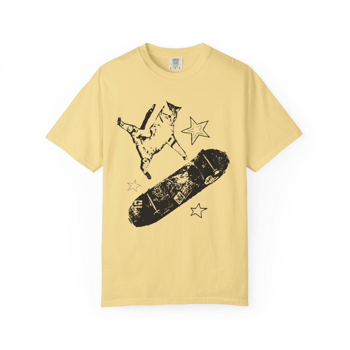 Skate Cat Graphic T-Shirt – Grunge Punk Illustration | Comfort Colors 1717 Unisex Tee