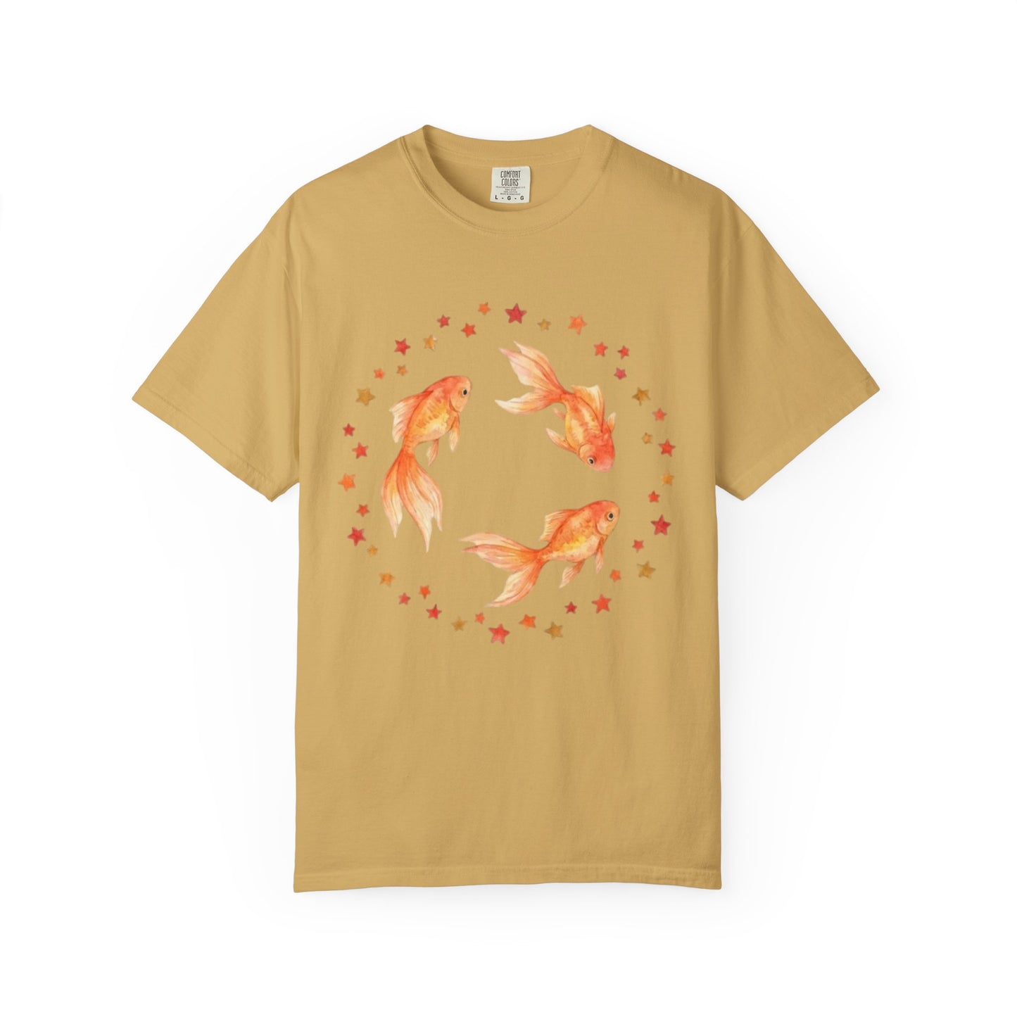 Goldfish Circle Graphic T-Shirt – Watercolor Fish Art | Comfort Colors 1717 Unisex Tee