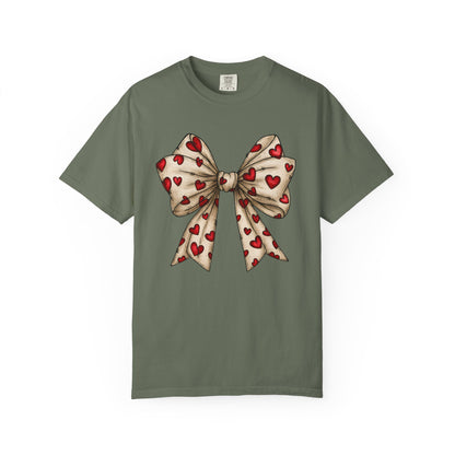Comfort Colors® Valentine Coquette Bow Hearts Graphic T-Shirt