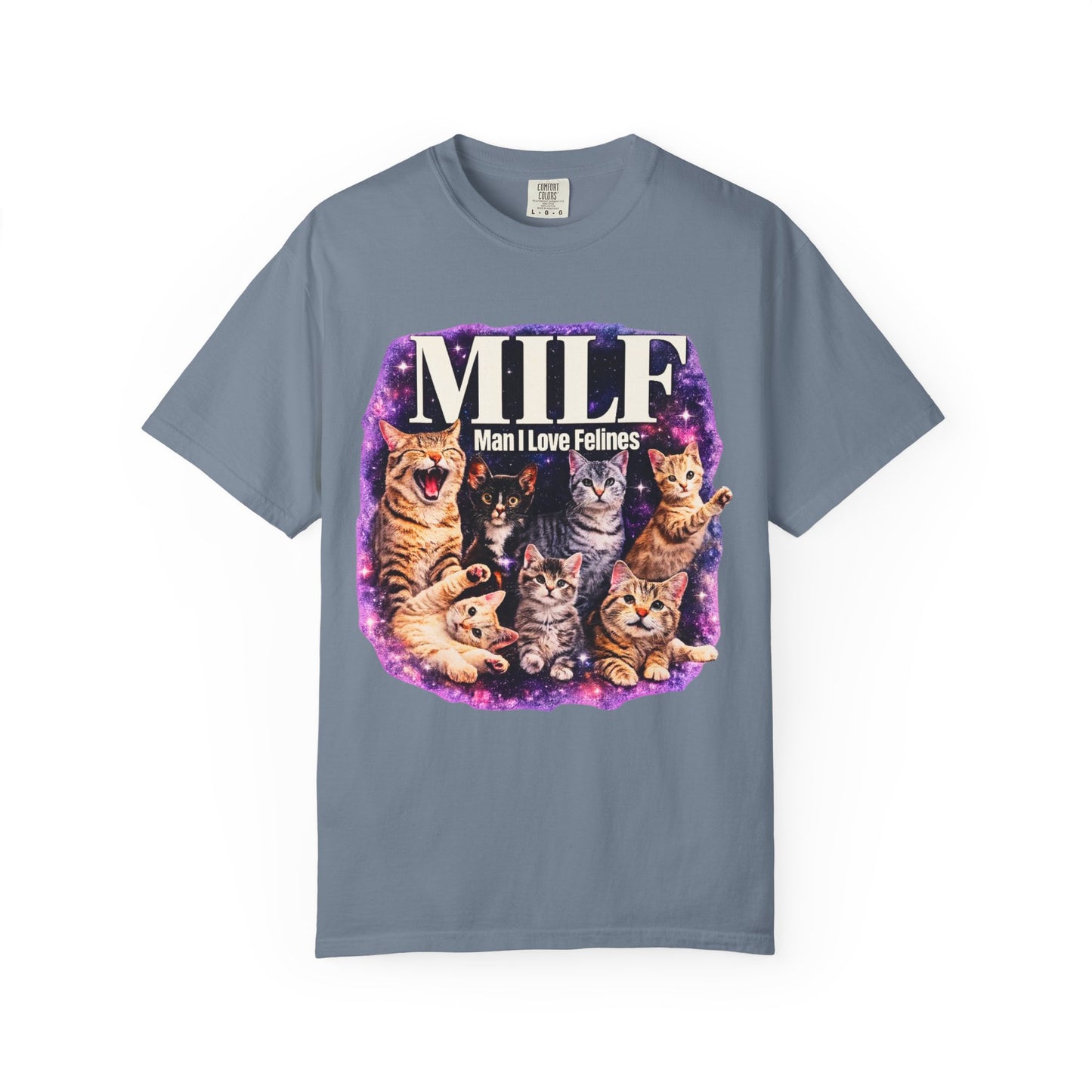 MILF Man I Love Felines T-Shirt – Funny Cat Lover Galaxy Design | Comfort Colors 1717 Unisex Tee