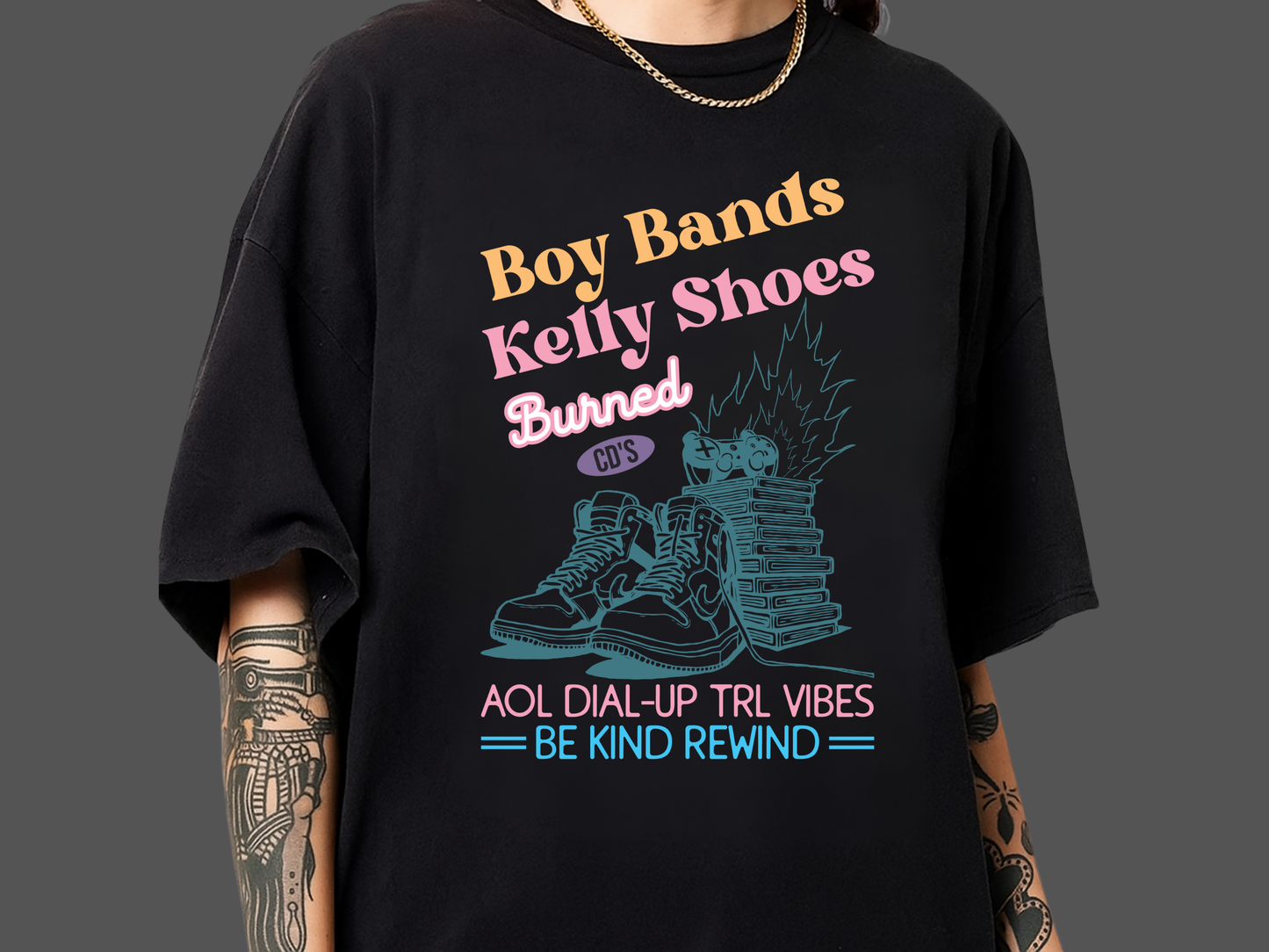 90s Nostalgia T-Shirt Boy Bands Burned CDs Graphic Comfort Colors 1717 Millennial Tee