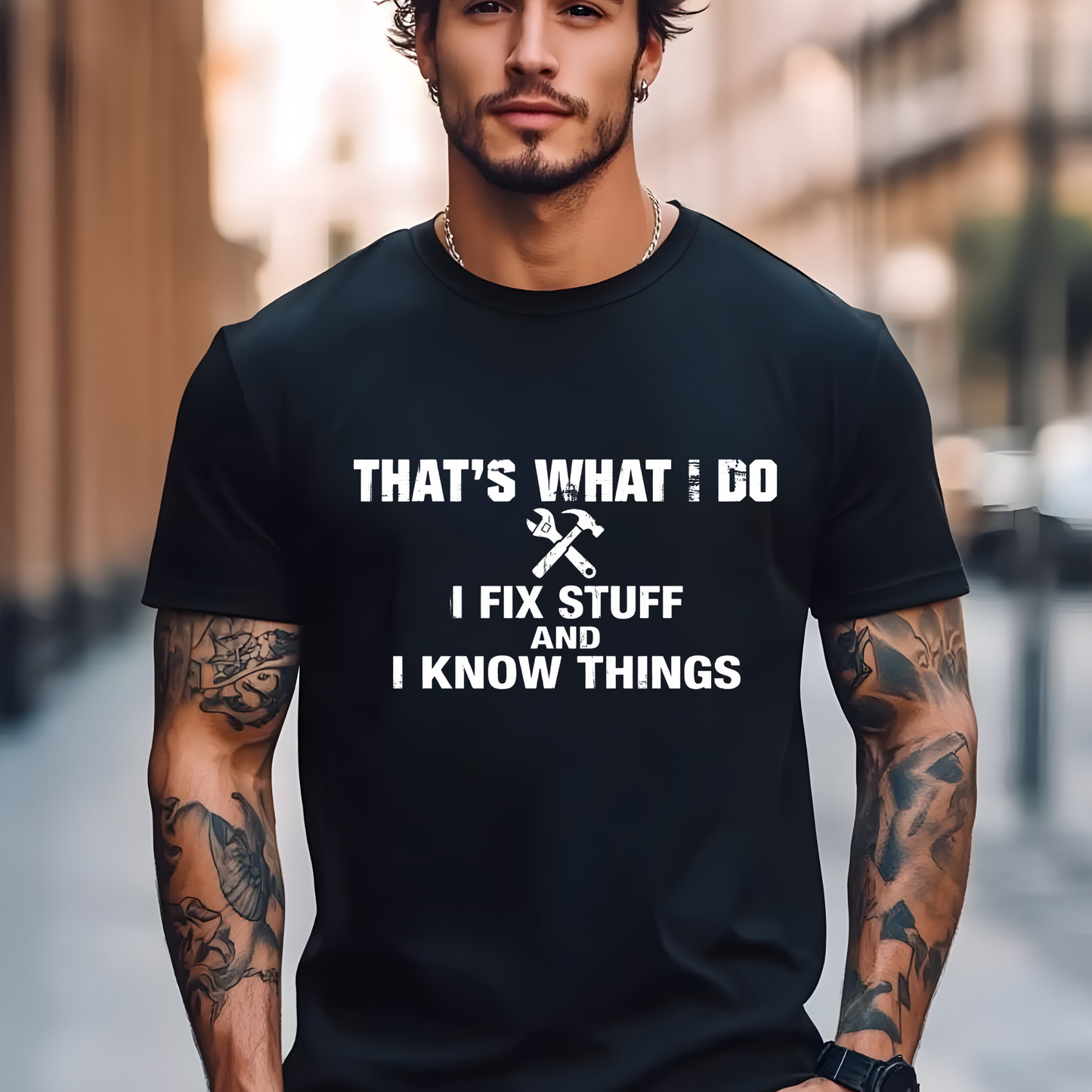 Thats What I Do I Fix Stuff and I Know Things Funny Handyman T-Shirt Mechanic Graphic Comfort Colors 1717 Dad Tee