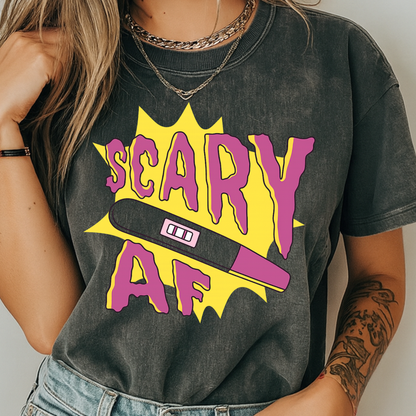 Scary AF Pregnancy Test T-Shirt - Funny Graphic Tee
