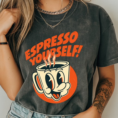 Espresso Yourself Retro Coffee T-Shirt - Funny Barista Tee