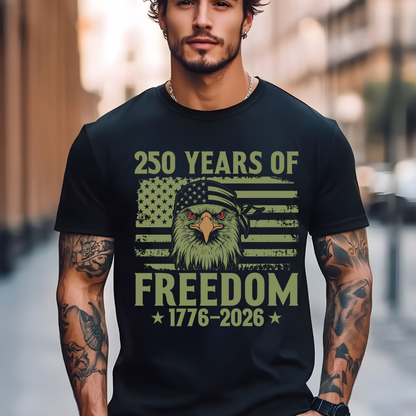 250 Years Of Freedom Tough Eagle T-Shirt | 1776-2026 Patriotic Bandana Graphic | Comfort Colors 1717 Tee