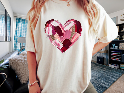 Comfort Colors® Abstract Painted Heart Valentine Graphic T-Shirt