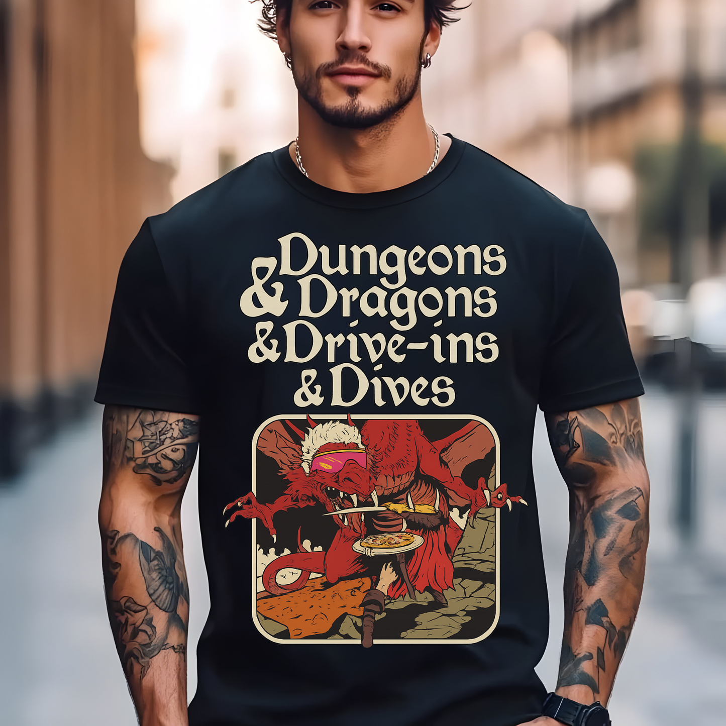 Dungeons and Dragons and Drive Ins and Dives T-Shirt Funny Guy Fieri RPG Mashup Graphic Comfort Colors 1717 Tee