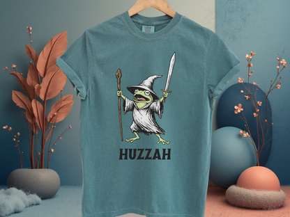 Huzzah Wizard Frog T-Shirt Vintage Fantasy Graphic Comfort Colors 1717 Heavyweight Tee