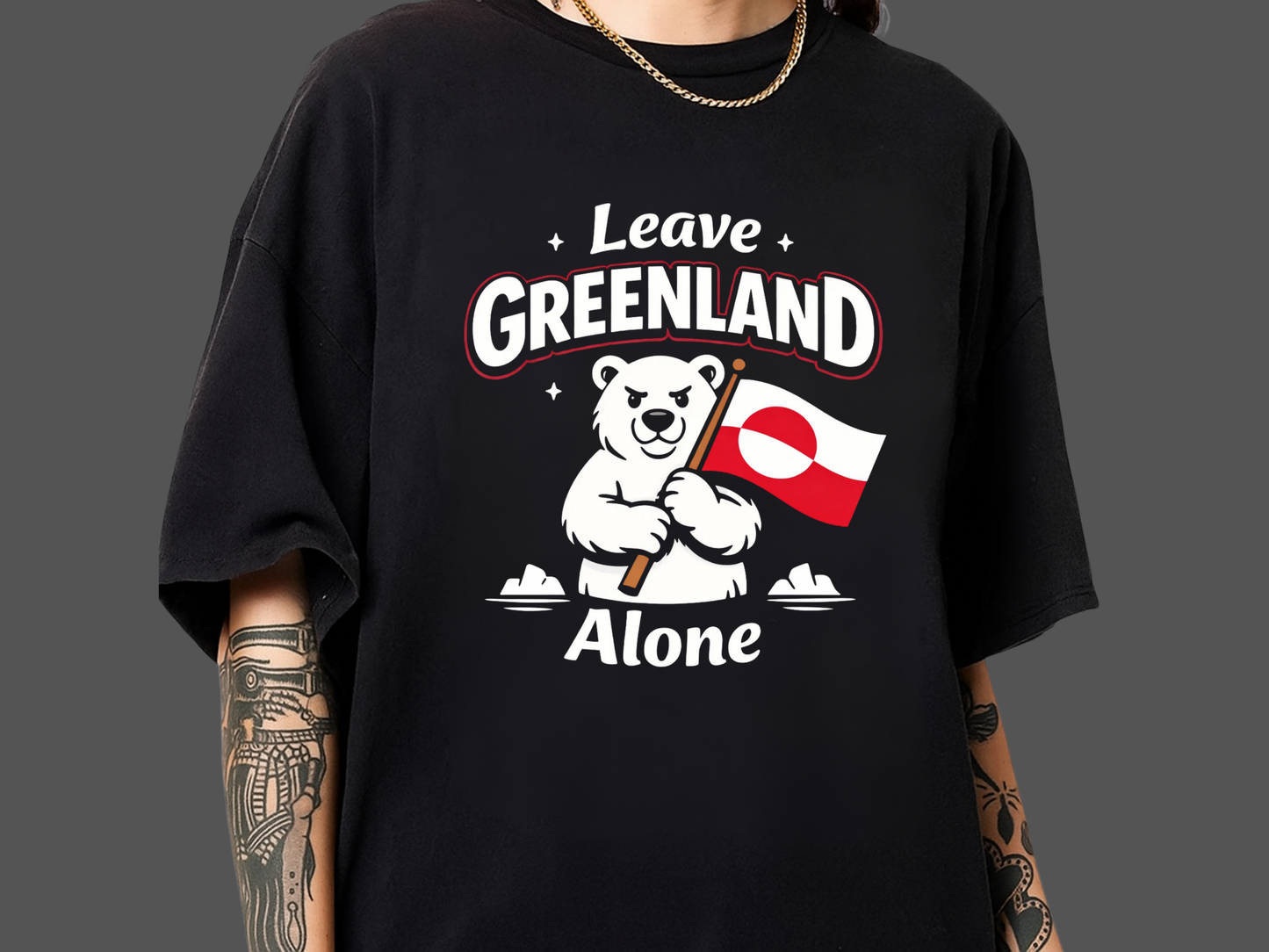 Leave Greenland Alone T-Shirt Polar Bear Flag Graphic Comfort Colors 1717 Arctic Tee
