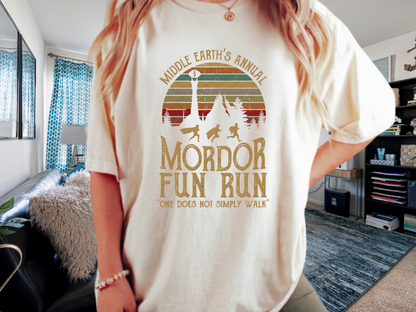 Mordor Fun Run Vintage T-Shirt - "One Does Not Simply Walk" Funny Fantasy Running Tee