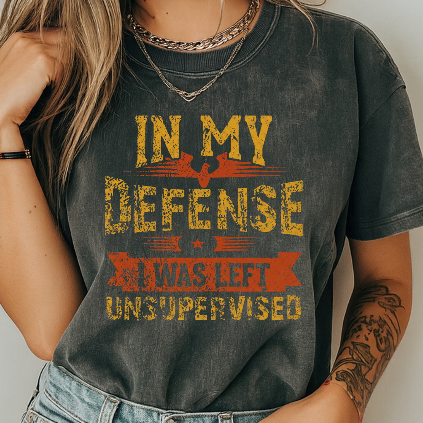 In My Defense I Was Left Unsupervised Shirt | Funny Sarcastic Adult Humor T-shirt | Comfort Colors® Tee