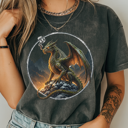 Epic Dragon Fantasy T-Shirt - Realistic RPG Graphic Tee