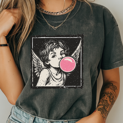 Retro 'Bubblegum Angel' Cherub T-Shirt | Grunge Coquette Aesthetic Tee | Comfort Colors® 1717