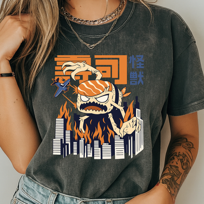 Sushi Kaiju Retro Japanese T-Shirt - Funny Anime Foodie Tee