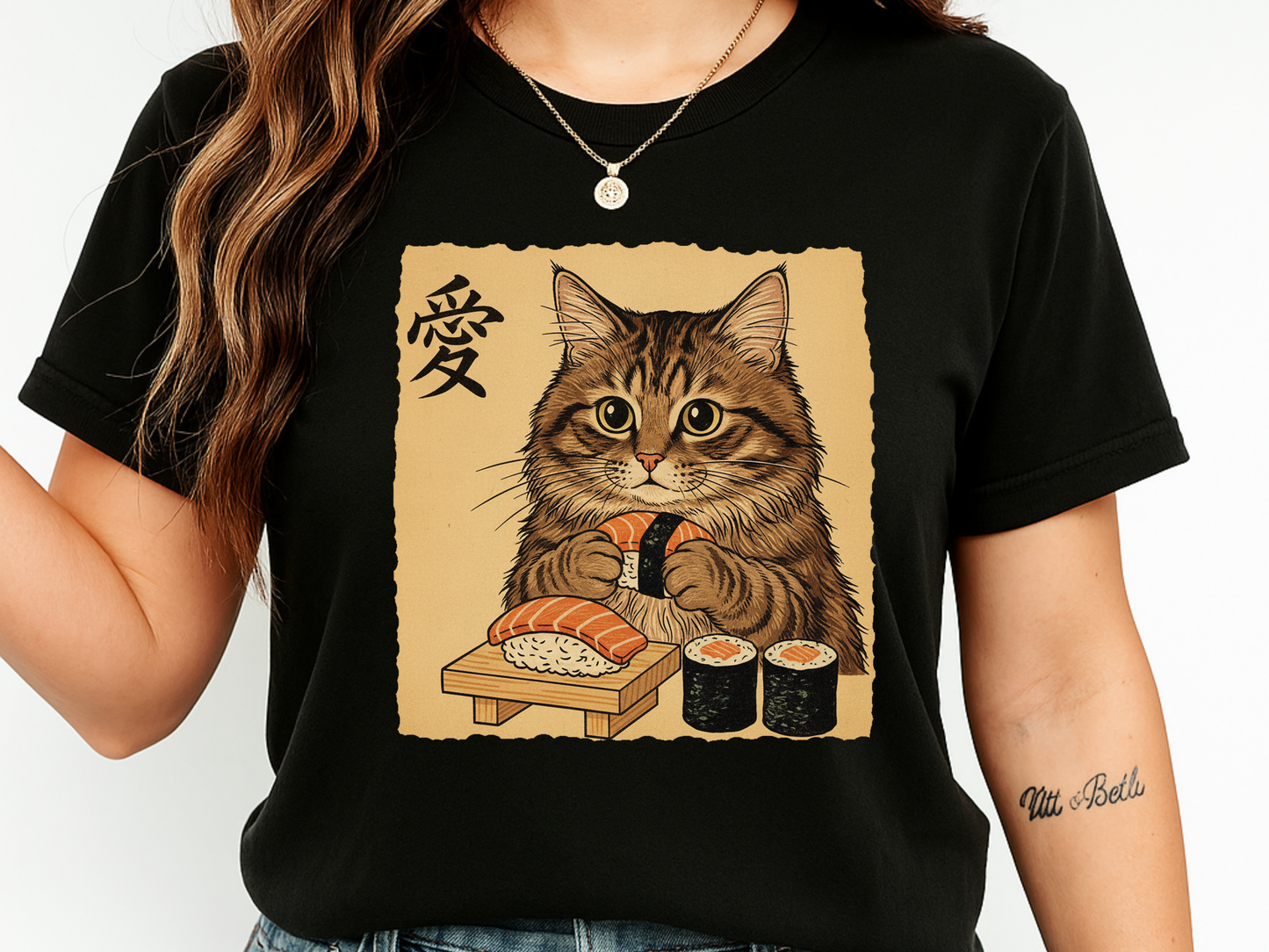 Sushi Cat Japanese Art T-Shirt Vintage Ukiyo-e Graphic Comfort Colors 1717 Tee