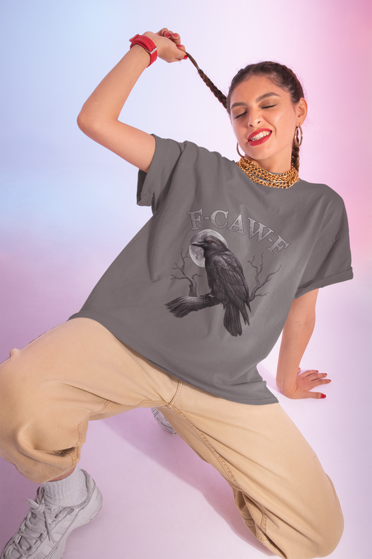 F-CAW-F Crow Funny T-Shirt | Comfort Colors 1717 Vintage Wash Tee | Sarcastic Bird Lover Gift
