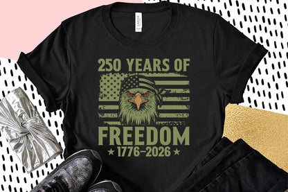 250 Years Of Freedom Tough Eagle T-Shirt | 1776-2026 Patriotic Bandana Graphic | Comfort Colors 1717 Tee