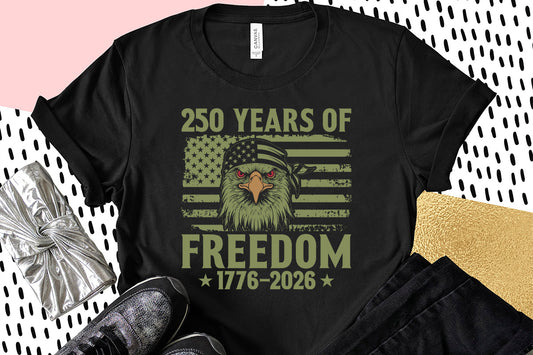 250 Years Of Freedom Tough Eagle T-Shirt | 1776-2026 Patriotic Bandana Graphic | Comfort Colors 1717 Tee
