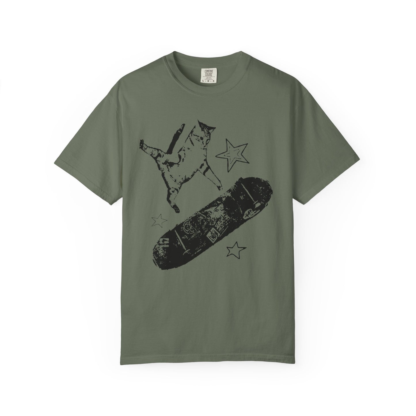 Skate Cat Graphic T-Shirt – Grunge Punk Illustration | Comfort Colors 1717 Unisex Tee