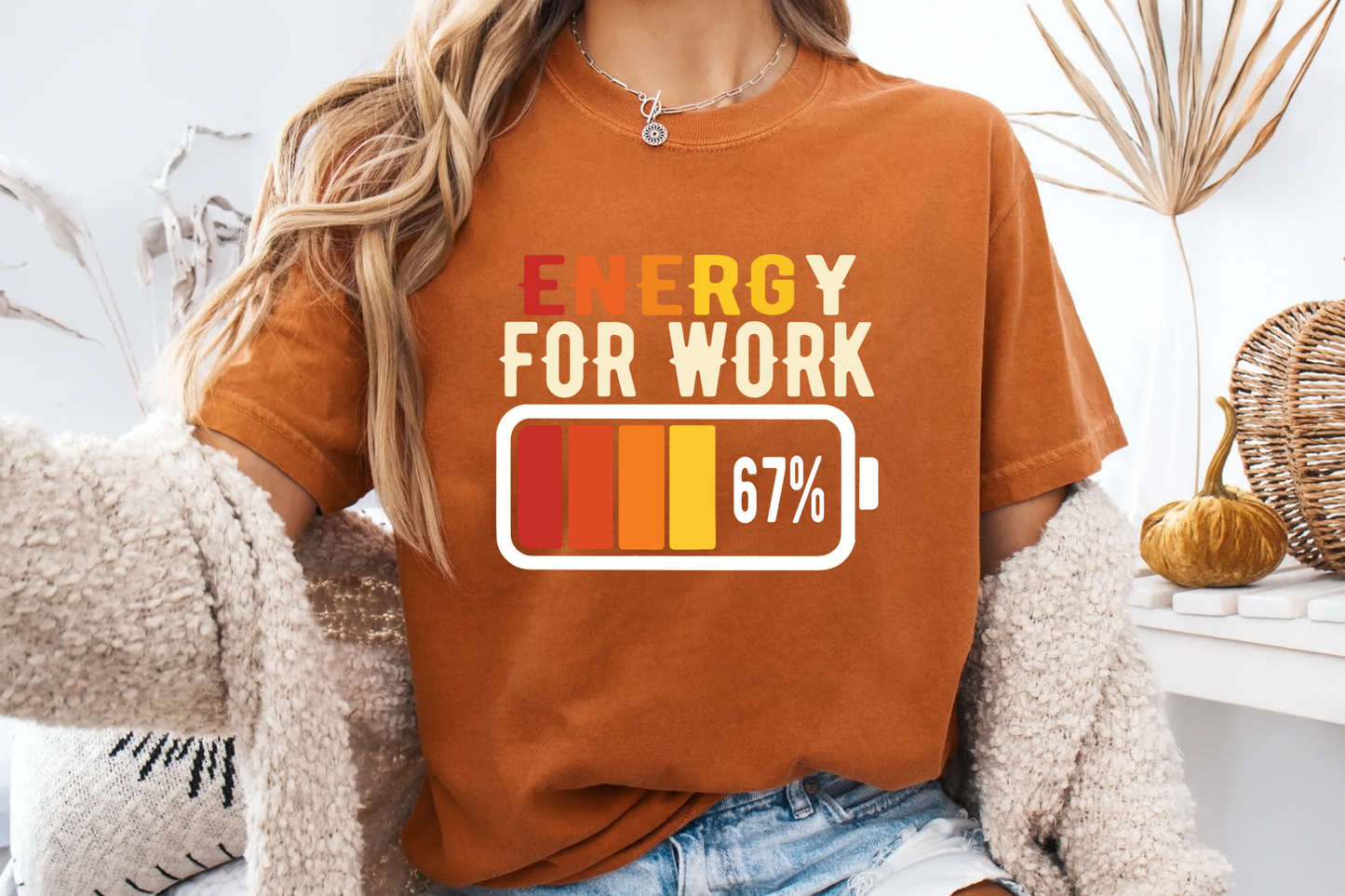 Energy For Work 67% Battery Funny Office T-Shirt Comfort Colors 1717 Heavyweight Tee