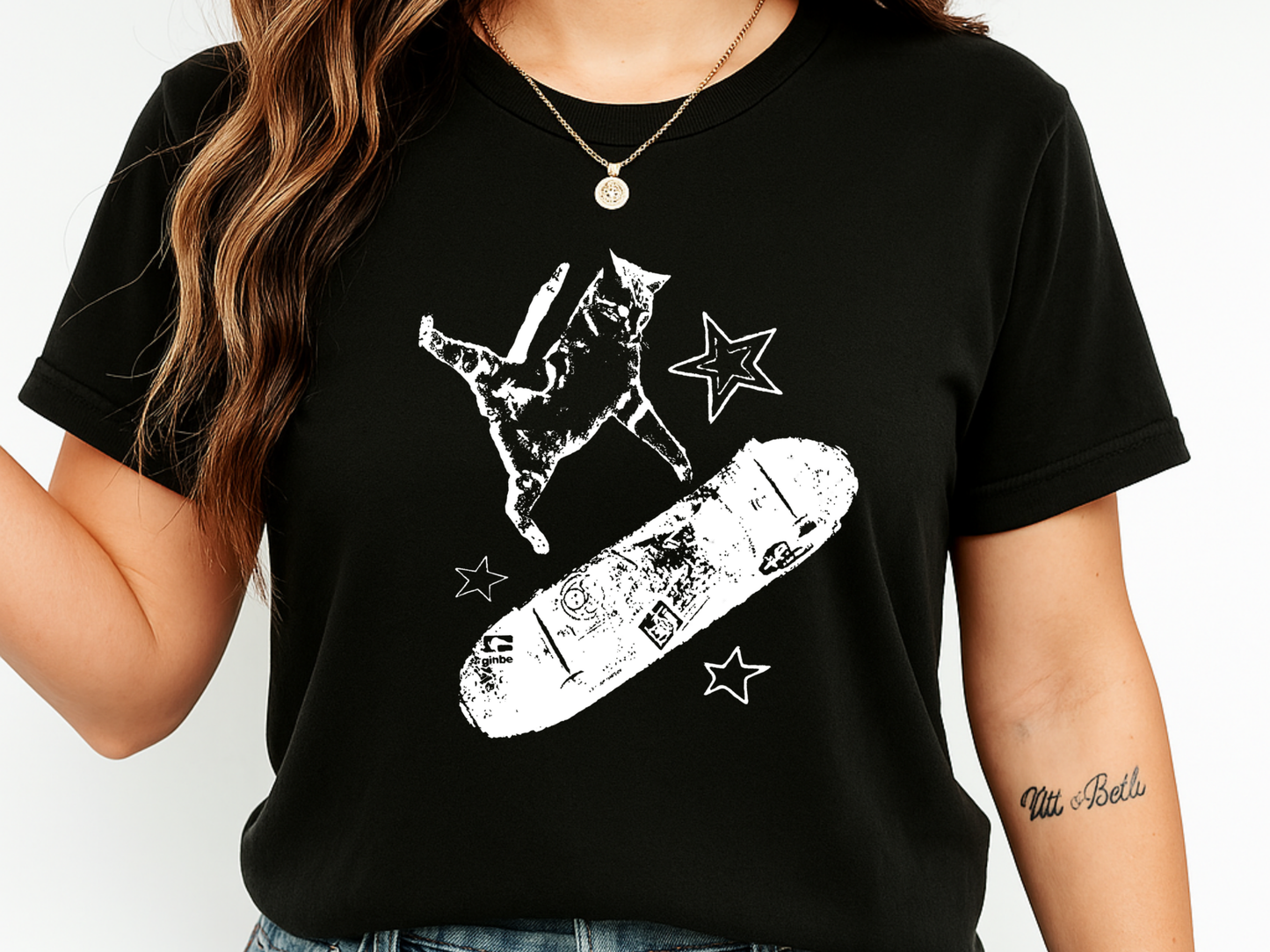 Skate Cat Graphic T-Shirt – Grunge Punk Illustration | Comfort Colors 1717 Unisex Tee